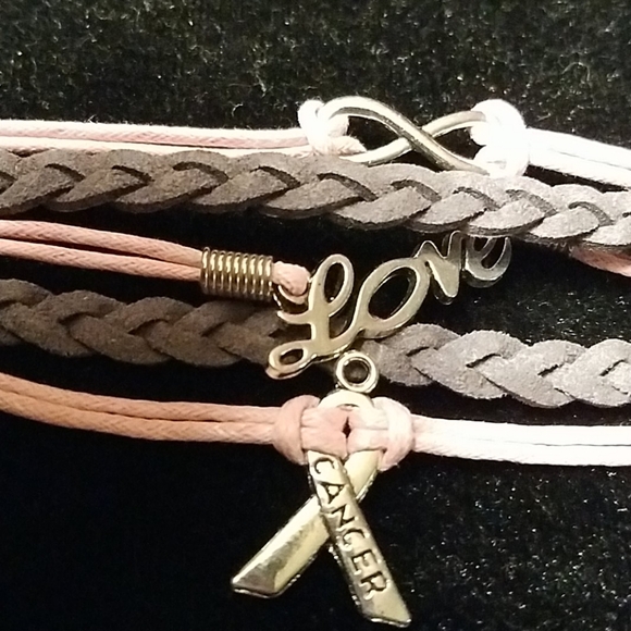 Breast Cancer Pink Rhinestone Ribbon Bracelet 8" - Picture 2 of 4